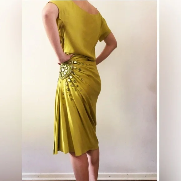 ***SOLD*** Christian Dior Galliano Fall 2007 Chartreuse Beaded Runway Dress - Picture 11 of 13